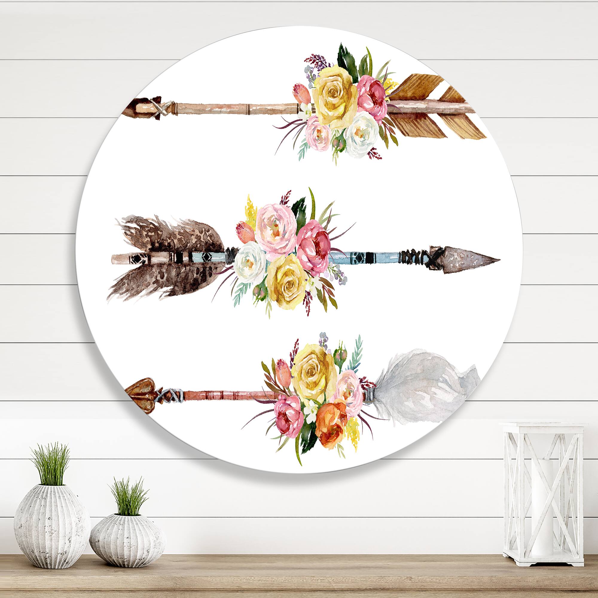 Designart - Ethnic Feathers and Flowers On Native Arrows II